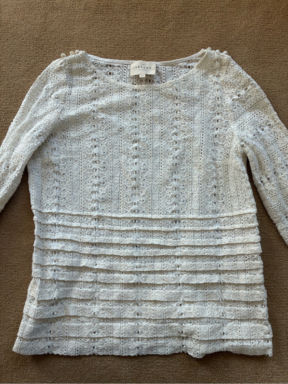 Sezane Marta Crochet Lace Long Sleeve Top - Picture 8 of 8